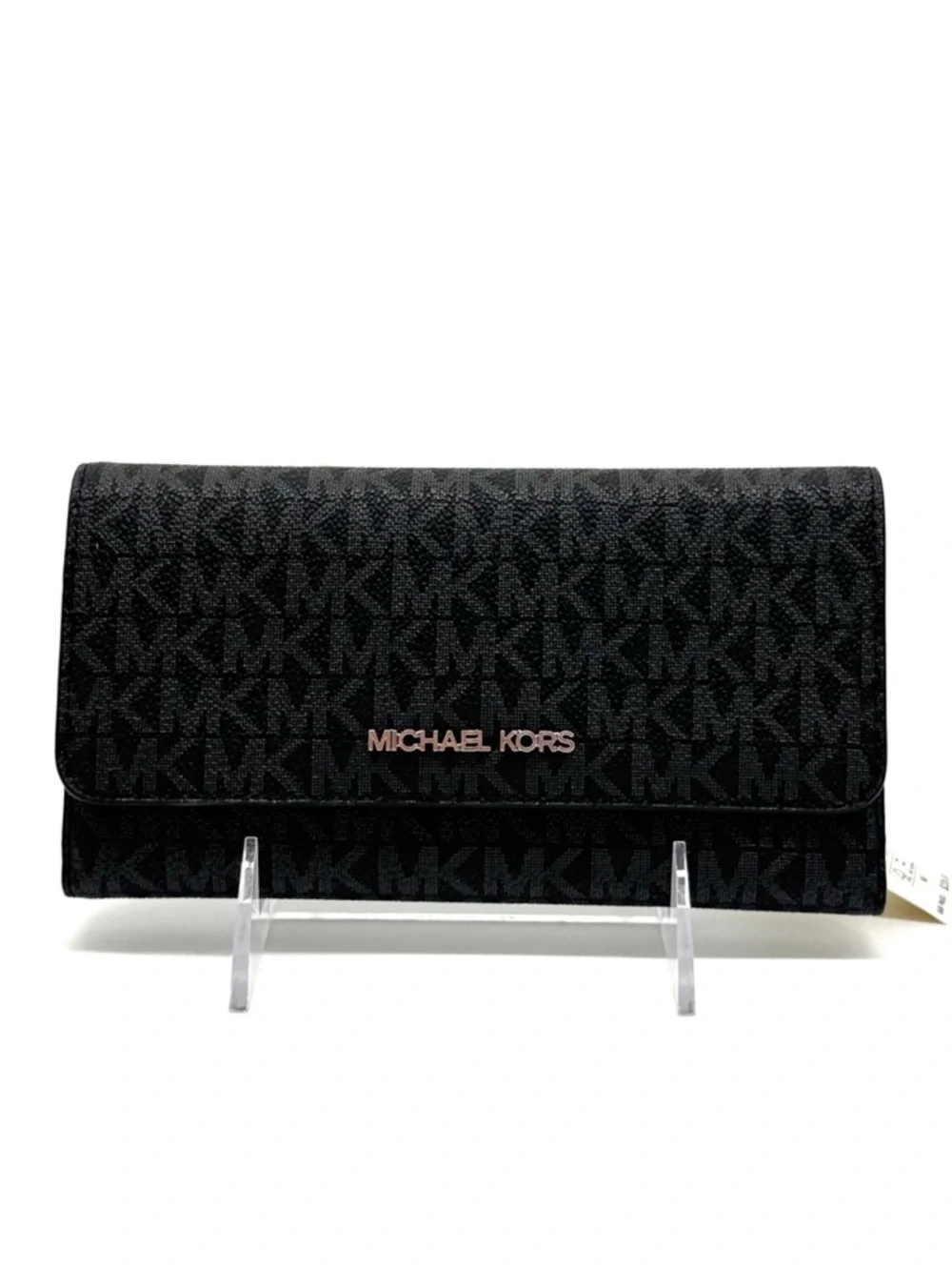 Michael Kors Large Trifold Wallet Black Signature